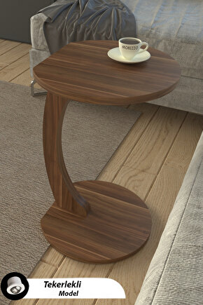 Tekerlekli C Yan Sehpa | Koltuk ve Yatak Yanı Laptop Masası | Taşınabilir Pratik Servis Sehpa Modeli