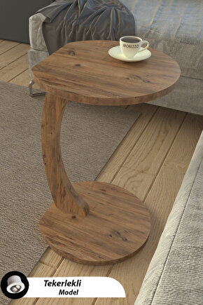 Tekerlekli C Yan Sehpa | Koltuk ve Yatak Yanı Laptop Masası | Taşınabilir Pratik Servis Sehpa Modeli