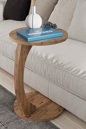 C Sehpa Koltuk Sehpası Yan Sehpa Zigon Sehpa Servis Sehpası Yuvarlak Çam