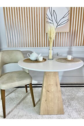 100 Cm Çam Ayaklı Ahşap Yemek Masası - Fungi Serisi - Çalışma Masası - Balkon Ve Kafe Masası