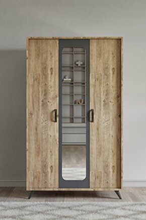 Linea 3 Kapılı Gardırop Atlantikçam-Antrasit