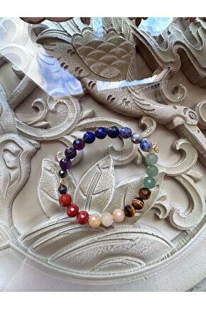 Doğal Taş Fasetli Cakra Bilekligi (7 ÇAKRA DENGESIİ)