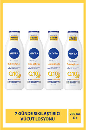 Q10 7 Günde Sıkılaştırıcı Vücut Losyonu 250ml,C Vitamini, Nemlendirici, Esnek Ve Elastik Cilt X4Adet
