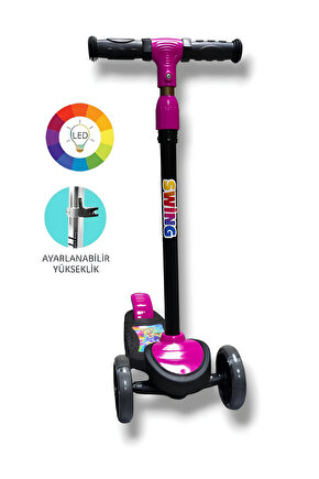 3 Tekerlekli Işıklı Çocuk Scooter Swing - 3 Kademeli Yükseklik Ayarı