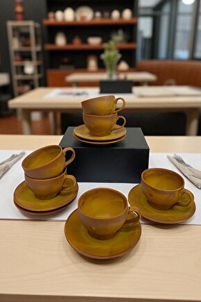 12 Parça 6 Kişilik Porselen Çay-Kahve-Cappucino Fincan Seti Savana