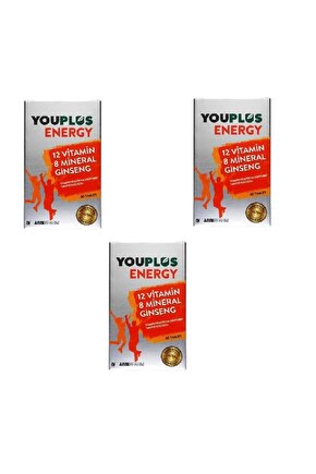 Youplus Energy Vitamin Ve Mineral Kompleksi Takviye Edici Gıda 30 Tablet X 3 Paket