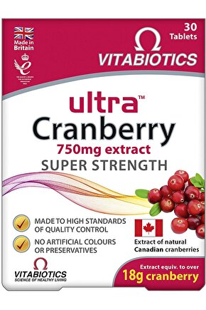 Ultra Cranberry Bitkisel Takviye, 750mg, 30 Tablet