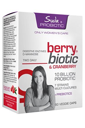 BerryBiotic Turna Yemişli Probiyotik + Prebiyotik+ D-Mannoz İdrar Yolu Sağlığı, 60 Bitkisel Kapsül