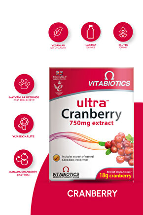 Ultra Cranberry Büyük Meyveli Vaksiniyum İçeren Takviye Edici Gıda 30 Tablet