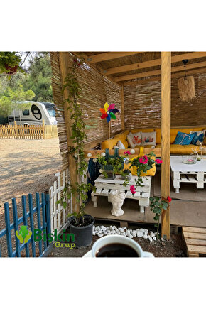 25 CM X 6 Metre Bamvu Kamış Hasır Çit, Misina İpli Bahçe Ve Balkon Dekorasyonu, Gölgelik Reedfence