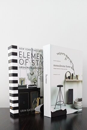 2li Dekoratif Kitap Kutu Görünümlü elements Siyah & Monochrome Home Temalı