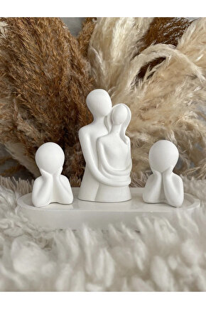 Dekoratif 2 Çocuklu Aile Obje Biblo Seti