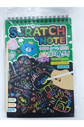 Sihirli Kazıma Kağıt Gökkuşağı Defter Siyah A5 Boyutu