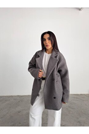 Kadın Buklet Kumaş Kısa Kaban