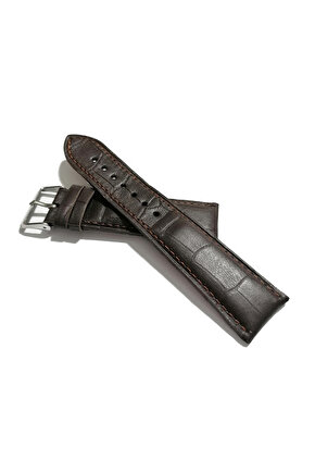 &Her Saate Uygun Yarım Kroko Hakiki Deri Saat Kordonu 24 mm (153)   kahve