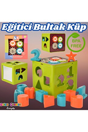 Eğitici Bultak Küp - Şekil Yerleştime Oyunu - Kırılmaz Oyuncak - Montessori Oyuncak - Bul-Tak Küp Oy