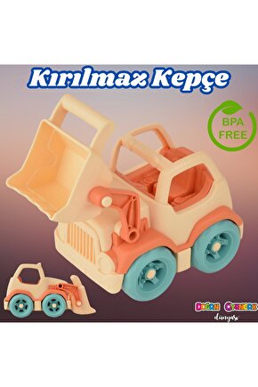 Lüx Bej Minik Kepçe - Plastik Kepçe - Kırılmaz Oyuncak - Kırılmaz Kepçe Dozer - Kepçe Dozer Setleri