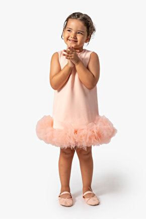 Kız Bebek Kız Çocuk Doğum Günü Parti Düğün Elbise Kısa Kol Kolsuz Fırfırlı Tüllü Tütülü Tütü Astarlı