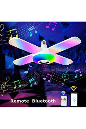 36 Watt, Bluetooth Müzik Çalar, RGB Çok Renkli, Kumandalı Led Ampul, Genç Odası Ampulü, Disko Ampul