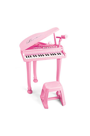 37 Tuşlu Mini Piano Mikrofonlu Ve Tabureli Çocuk Piyano Pembe-88022