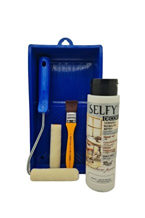 Selfy Decor 500 Cc (750 GR) Antik Beyaz Kendinden Vernikli Kaliteli Fırça Rulo Versiyon