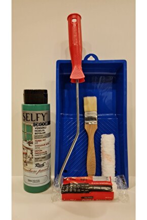 Selfy Decor 500 Cc (750 Gr) Helen Yeşili Kendinden Vernikli Dolap Boyama Seti