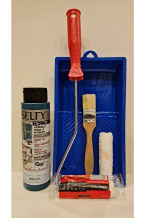 Selfy Decor 500 Cc (750 Gr) Pasific Mavi Kendinden Vernikli Dolap Boyama Seti