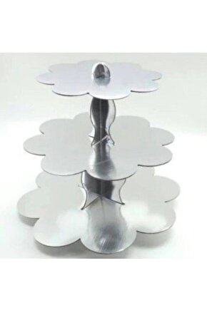 Gümüş Cup Kek Stantı 3 Katlı