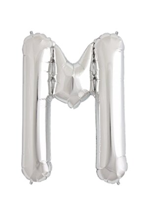 M Harf Folyo Balon Büyük Xl Doğumgünü Parti Balonu 70 Cm Gümüş
