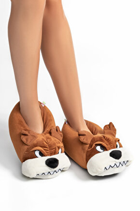 Kızgın Kadın,Garson Boy Hayvanlı Panduf Kahverengi 3641