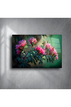 Pembe Çiçekli Cam Tablo