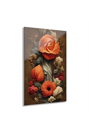 Renkli Çiçekler Cam Tablo Duvar Dekoru 7