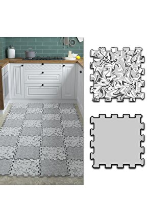 Kolay Temizlenen Mermer Desenli Mutfak Halısı Thm32 | Yapboz Halı | Puzzle Halı