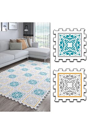Desenli Dekoratif Yumuşak Salon Halısı Ths14 | Yapboz Halı | Puzzle Halı