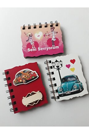Aşk&arabalı Ahşap Anı&hatıra Defteri 10x8 Cmkaligrafi Fon Hediyeli