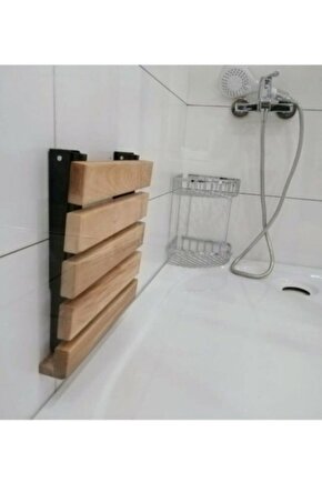 Katlanır Duş Taburesi - Doğal Ahşap Katlanır Banyo Oturağı