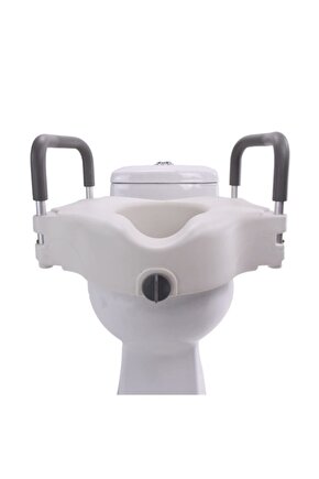 Destekli Kulplu Kolçaklı Klozet Yükseltici Tuvalet Yükseltme Aparatı Wc Boyu Uzatıcı