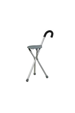 1 Oturaklı Baston, Katlanabilir, Alüminyum, Uzunluk Ayarlı Alüminyum