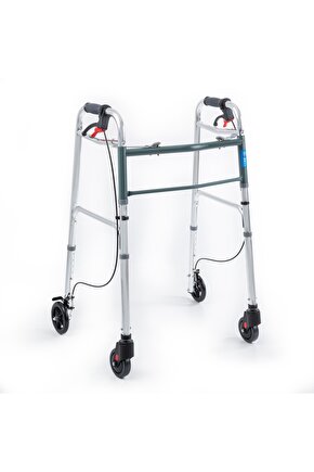 Kf8220l-5 Alüminyum 4 Tekerlekli Walker Yürüteç Büyük Tekerli Frenli Hasta Yürüteci Tekerli