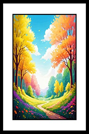 Sonbahar ve Güneş Digital Art ( ÇERÇEVESİZ - ÇERÇEVE YOKTUR ) ( ULTRA HD ) FOLYO AFİŞ - POSTER