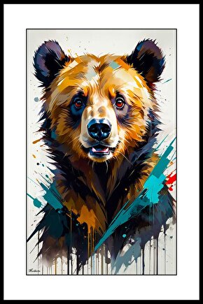 Vahşi Ayı Digital Art ( ÇERÇEVESİZ - ÇERÇEVE YOKTUR ) ( ULTRA HD ) FOLYO AFİŞ - POSTER