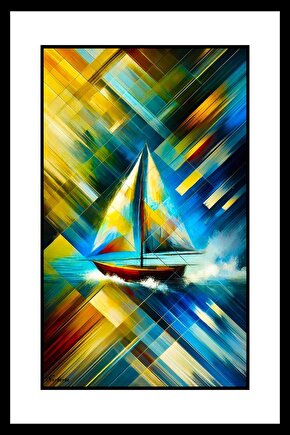 Soyut Denizde Yelkenli Digital Art ( ÇERÇEVESİZ - ÇERÇEVE YOKTUR ) ( ULTRA HD ) FOLYO AFİŞ - POSTER