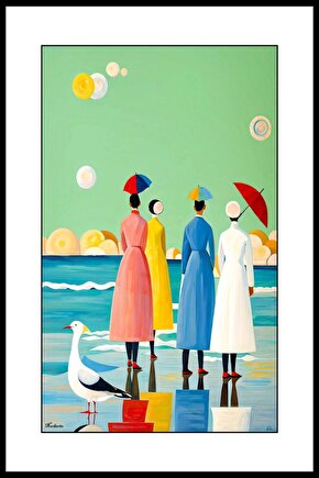 Yağmurda Kadınlar Digital Art ( ÇERÇEVESİZ - ÇERÇEVE YOKTUR ) ( ULTRA HD ) FOLYO AFİŞ - POSTER