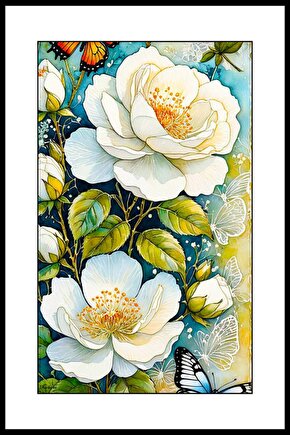 İki Beyaz Gül Digital Art ( ÇERÇEVESİZ - ÇERÇEVE YOKTUR ) ( ULTRA HD ) FOLYO AFİŞ - POSTER