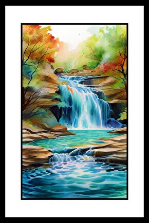 Mavi Şelale Digital Art ( ÇERÇEVESİZ - ÇERÇEVE YOKTUR ) ( ULTRA HD ) FOLYO AFİŞ - POSTER