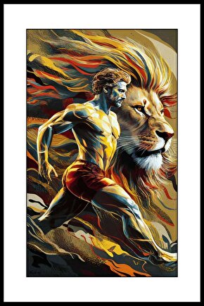 Aslan Adam Digital Art ( ÇERÇEVESİZ - ÇERÇEVE YOKTUR ) ( ULTRA HD ) FOLYO AFİŞ - POSTER