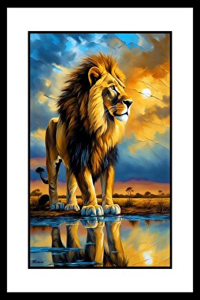 Aslan Kral Digital Art ( ÇERÇEVESİZ - ÇERÇEVE YOKTUR ) ( ULTRA HD ) FOLYO AFİŞ - POSTER