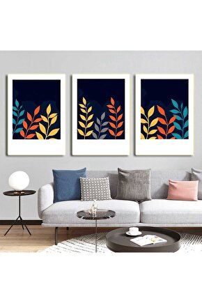 Matisse - Boho - Art Deco - Soyut - Doğa ( 3 lü Çerçevesiz ) Poster - Afiş - Tablo KR2C01240