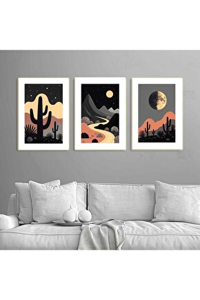 Matisse - Boho - Art Deco - Soyut - Doğa ( 3 lü Çerçevesiz ) Poster - Afiş - Tablo KR2C00763