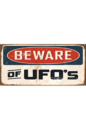 Dikkat Ufo Mini (10 Cm X 20 Cm) Retro Ahşap Poster